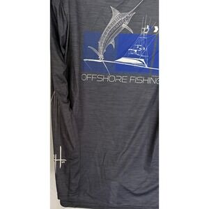 Guy Harvey Shirt Mens L Dark Gray Graphic Fish Outdoor Long Sleeve Wicking Uv Pr